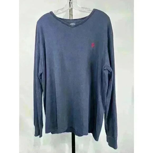 Polo Ralph Lauren Men's Long Sleeve V-Neck T-Shirt Size‎ XL Blue - Picture 1 of 8
